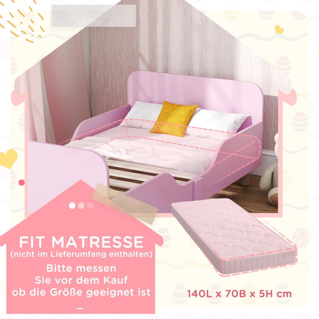 Letto Singolo per Bambini con Protezioni ¨C zephmum ¨C Rosa MDF