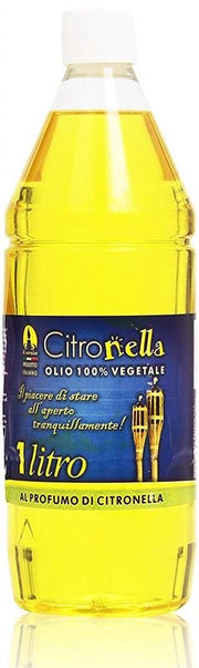 CITRONELLA OLIO COMBUSTIBILE PER TORCE DA GIARDINO ESTERNE 100% VEGETALE AIUTA AD ALLONTANARE LE ZANZARE 1 LT