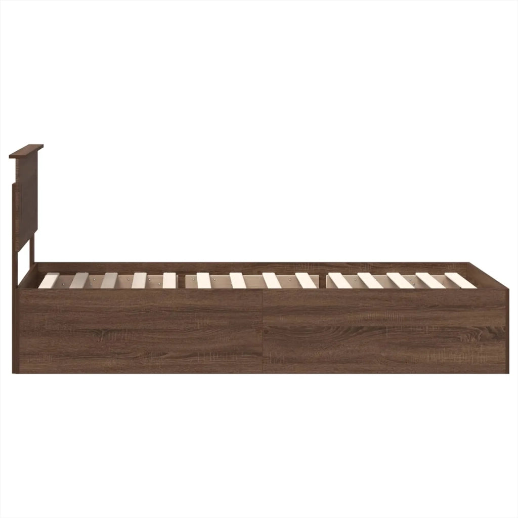 Struttura del letto con testiera Rovere Marrone 75 x 190 cm