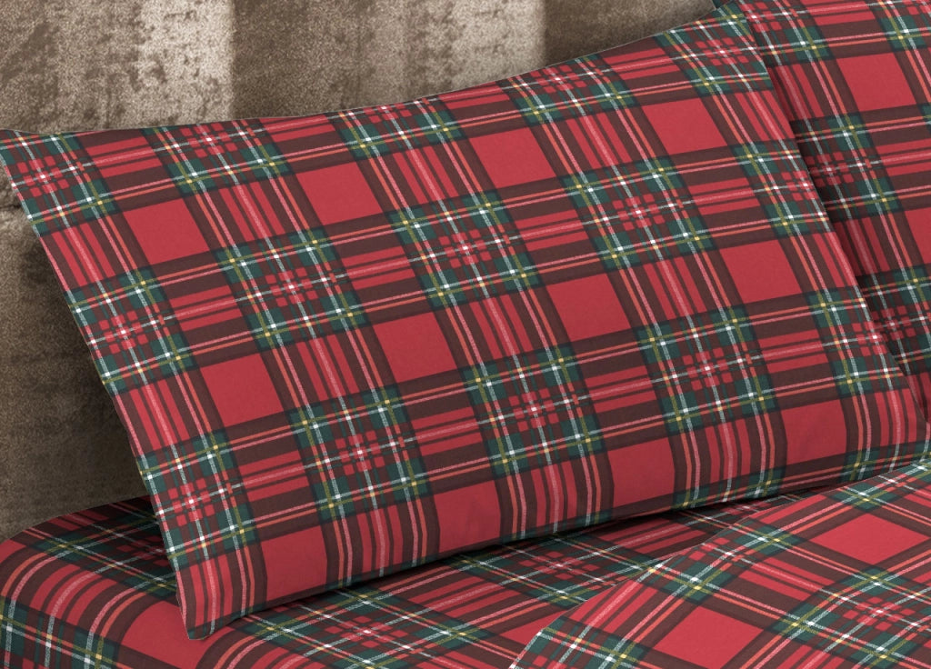Sacco Copripiumino Piumone Letto In 100% Cotone Made Italy Vari Disegni RP - Piazza 1-2 - Kilt Rosso