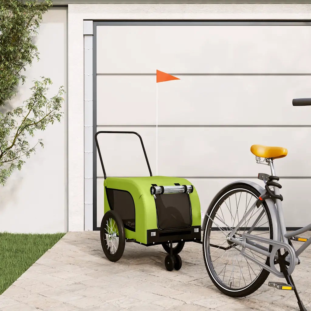 Rimorchio da Bici per Animali Verde e Nero Oxford e Ferro CFW1597695