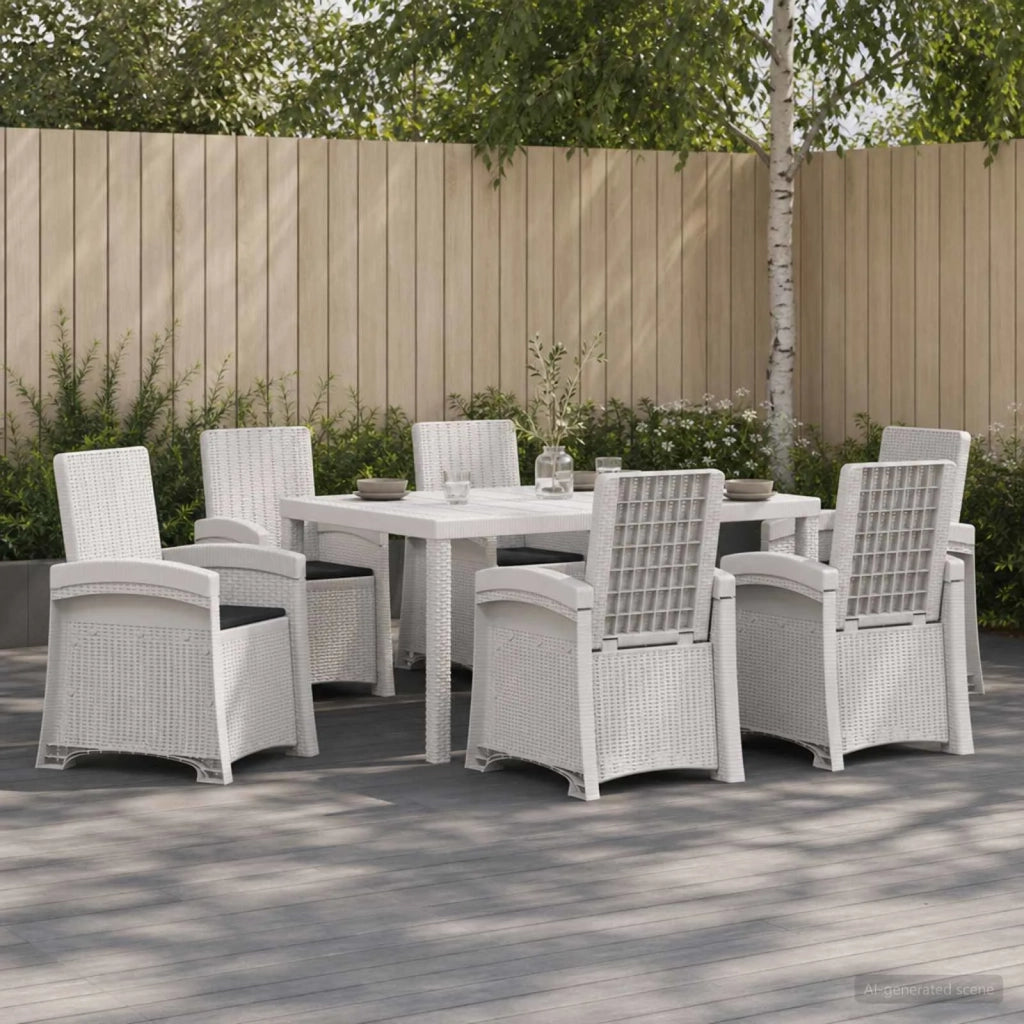 Set da Pranzo per Giardino 7 pz Bianco e Antracite PP 3430144