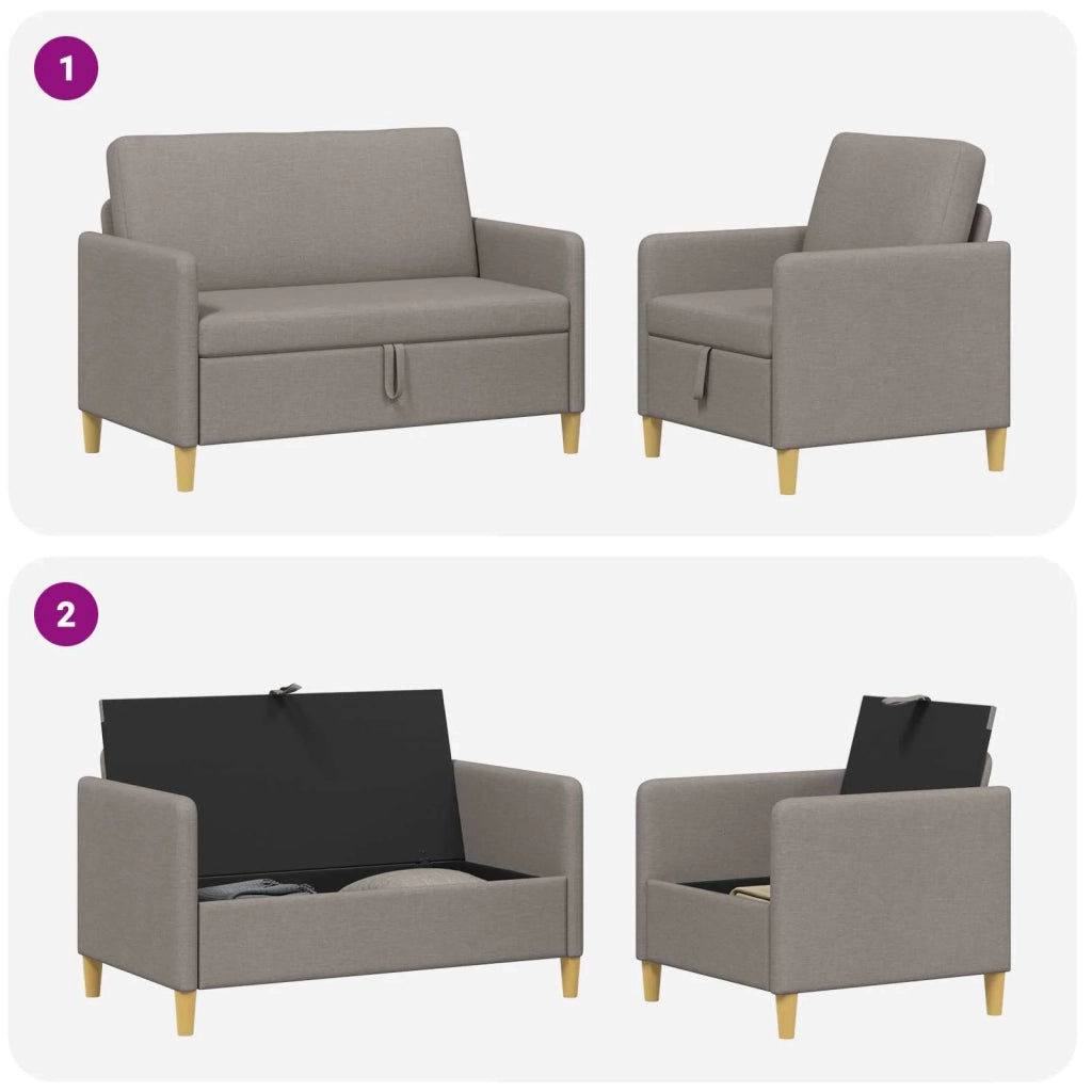 Set di Divani con Storage 2 pcs Tortora Poliestere 3429154