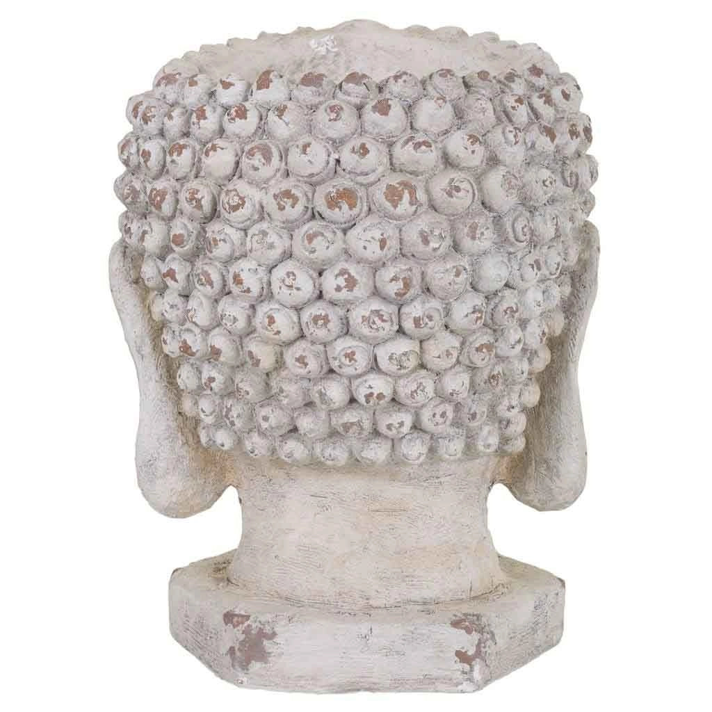 Vaso a forma di testa di Buddha, magnesio bianco, 35x35x50h cm
