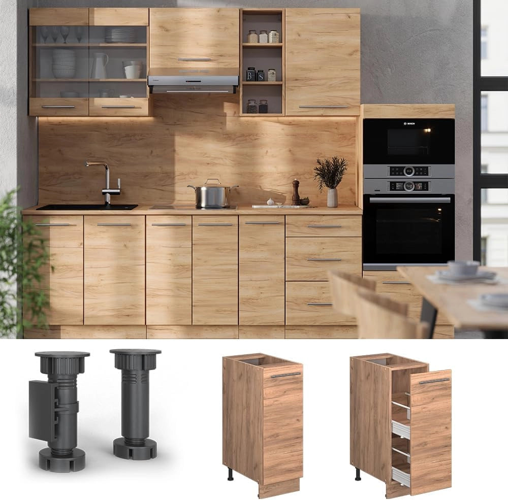 Armadio cucina dispensa alto Fame-Line, Quercia dorata, 30 cm, PL Rovere, per la combinazione con altri moduli della serie Fame-Line