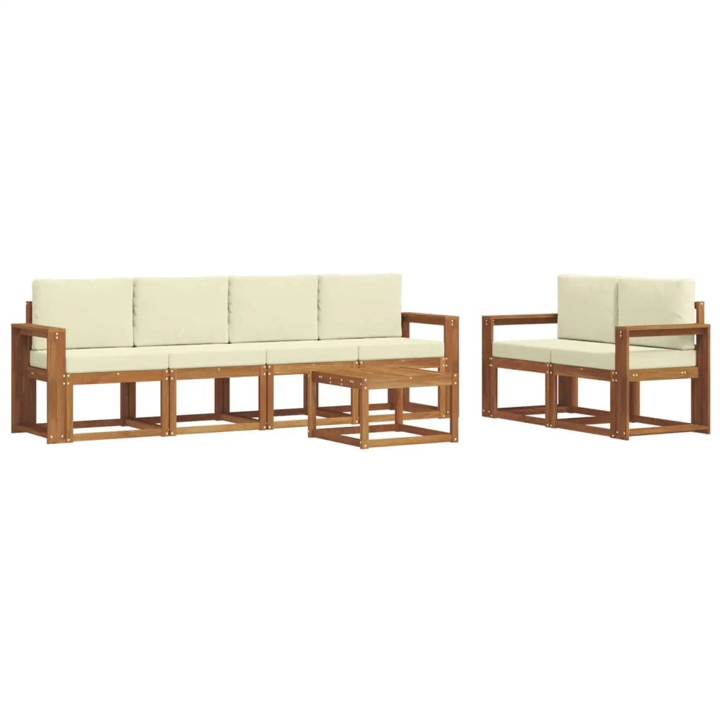 Set di divani da esterno con cuscino 7 pcs Naturale e Crema