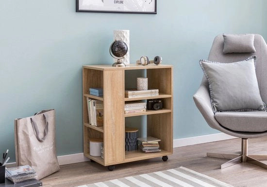 Carrello a Vela - 60x35x75cm - Tavolo da Cucina e da Telefono con Ruote - Fatto di Legno