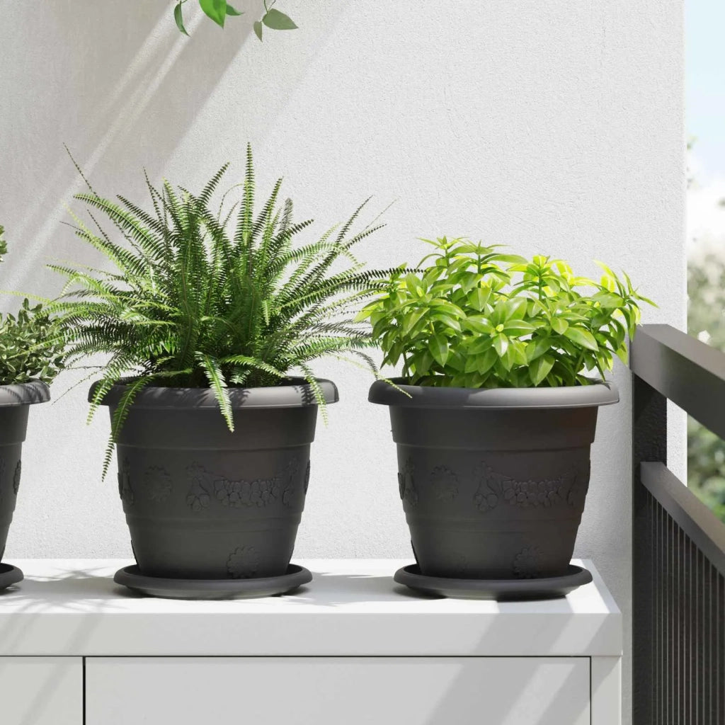Vasi per Piante 24 pcs Nero Ø 22 x 18 cm Plastica