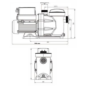 Pompa piscina per ricircolo con velocità regolabile 1100W 27000l/h 18m Pompa di circolazione