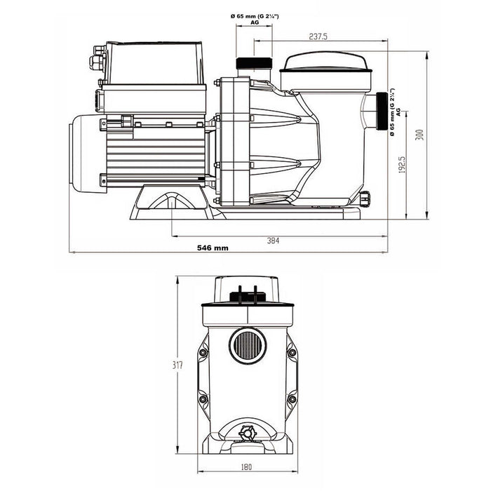 Pompa piscina per ricircolo con velocità regolabile 1100W 27000l/h 18m Pompa di circolazione