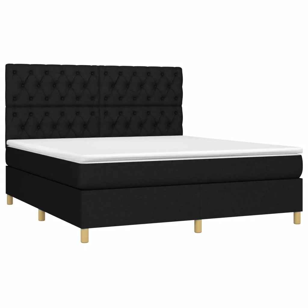 Letto a Molle con Materasso e LED Nero 160x200 cm in Tessuto 3135687