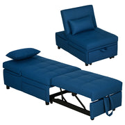 Letto Pieghevole Poltrona con Cuscino e Rotelle ¨C Zephmum ¨C Blu