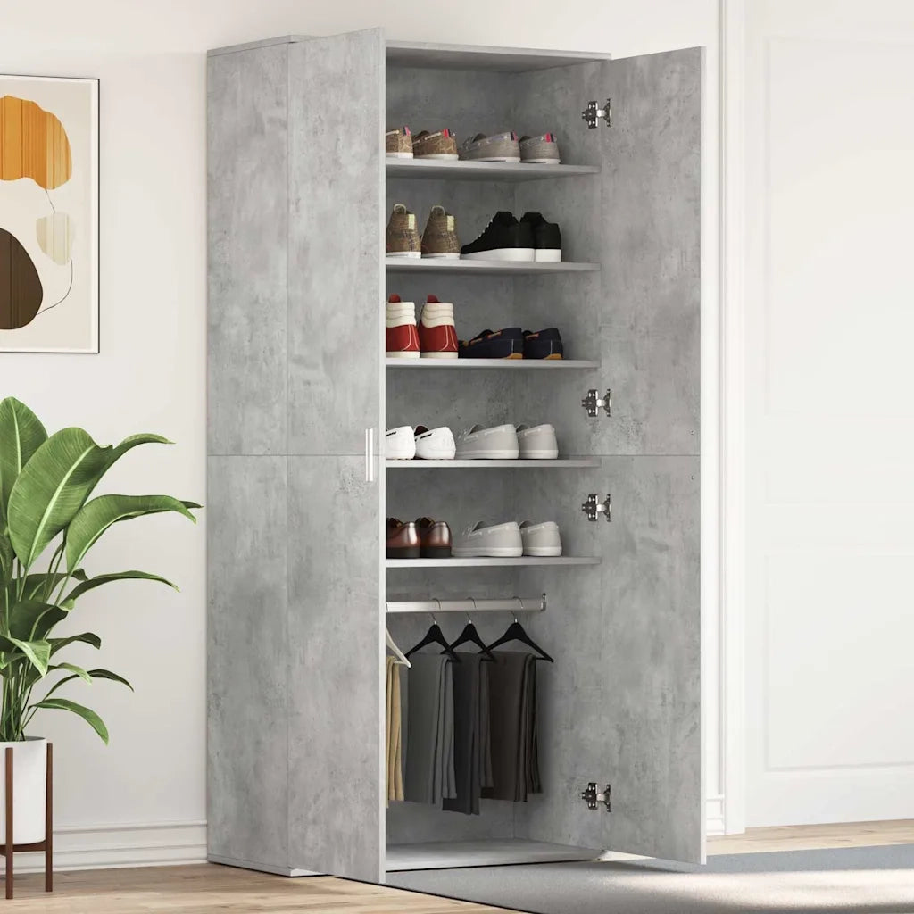Mobile per scarpe con porta Grigio cemento 80 x 39 x 178 cm 3333869