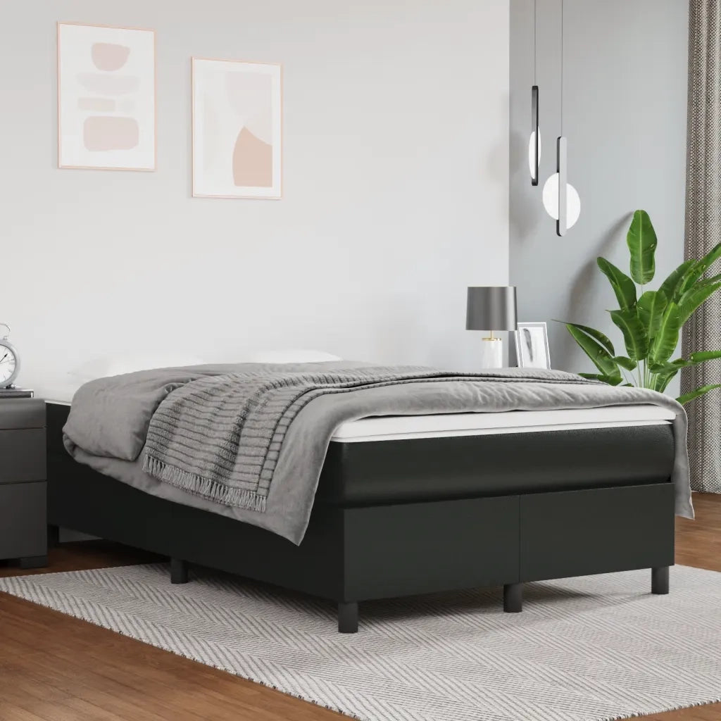 Giroletto a Molle con Materasso Nero 120x190 cm in Similpelle