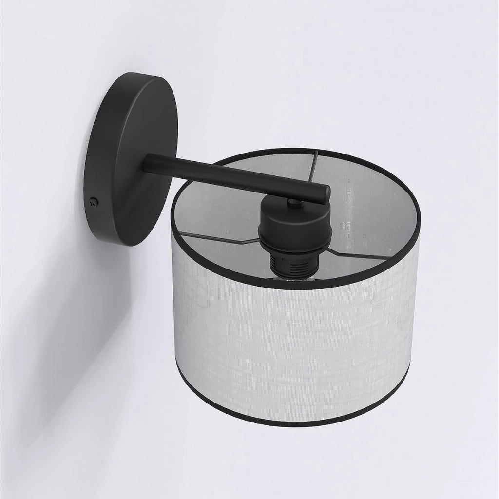 Lampada da parete ECO in acciaio nero e tessuto grigio