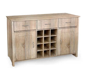 MOBILE DA ARREDO CON 3 CASSETTI 2 ANTE E VANI APERTI 124X40X80CM COLORE ROVERE