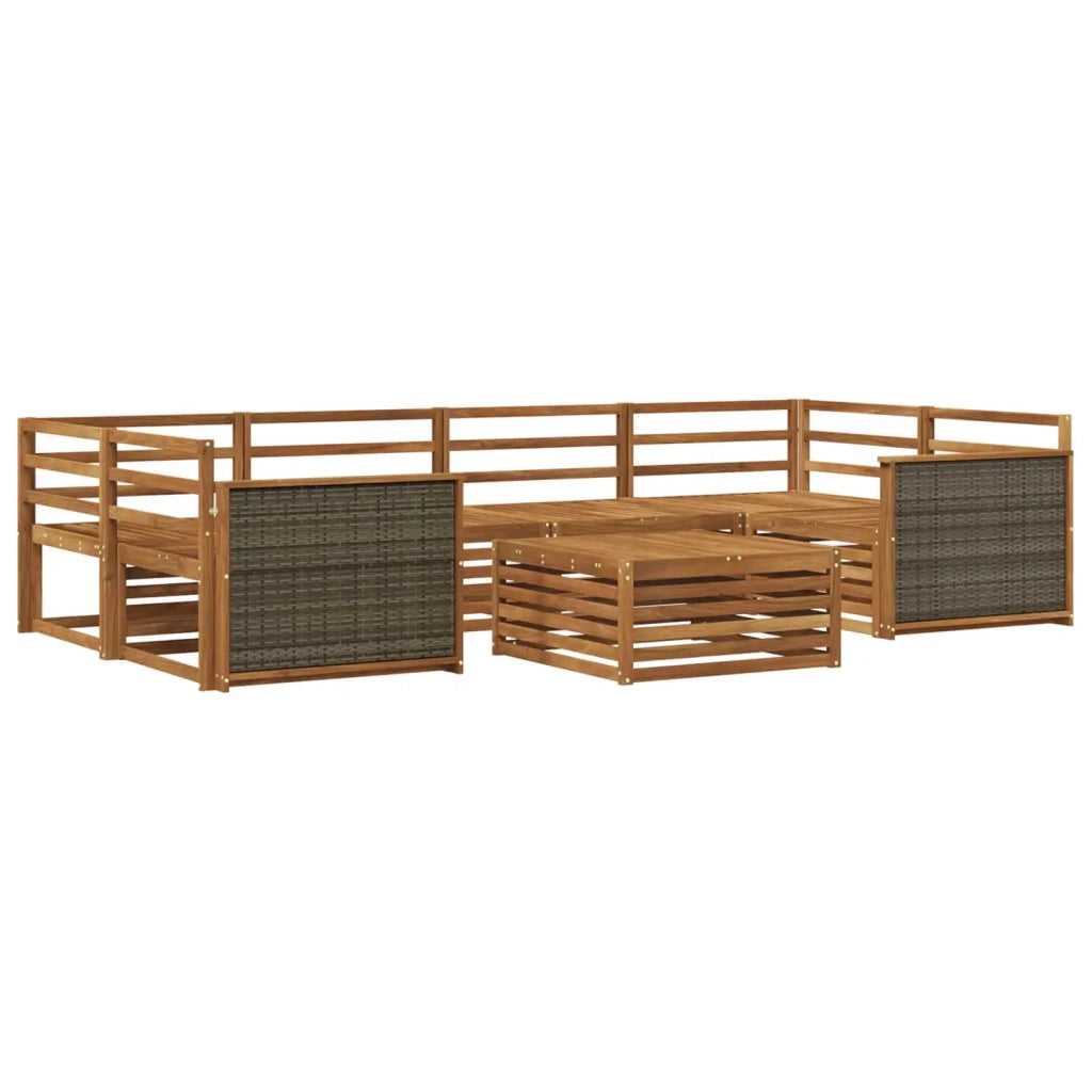Set di divani da esterno 7 pz Naturale Legno di Acacia Massello 3383077