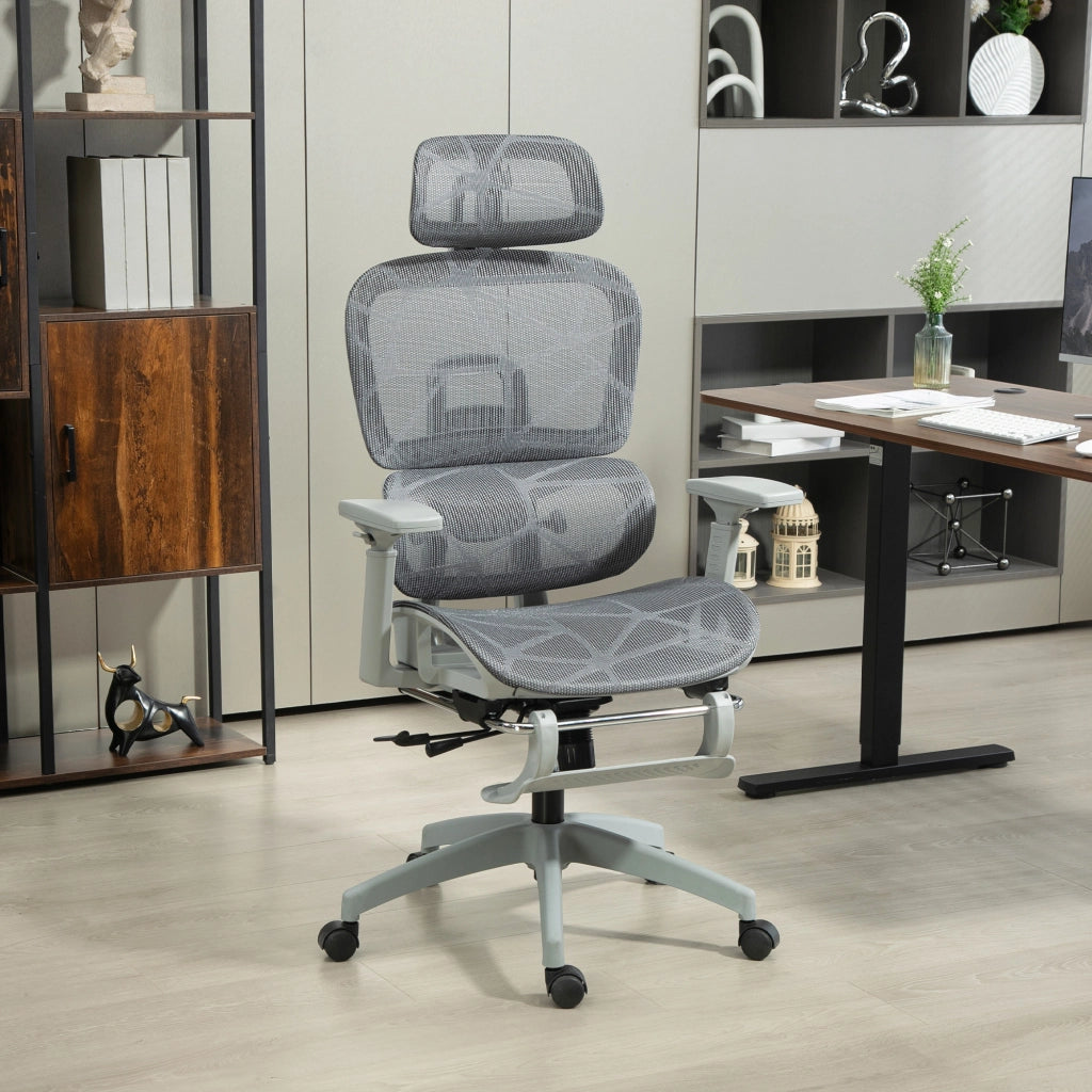 Sedia da Ufficio Ergonomic ¨C Zephmum ¨C Grigio Tessuto Rete