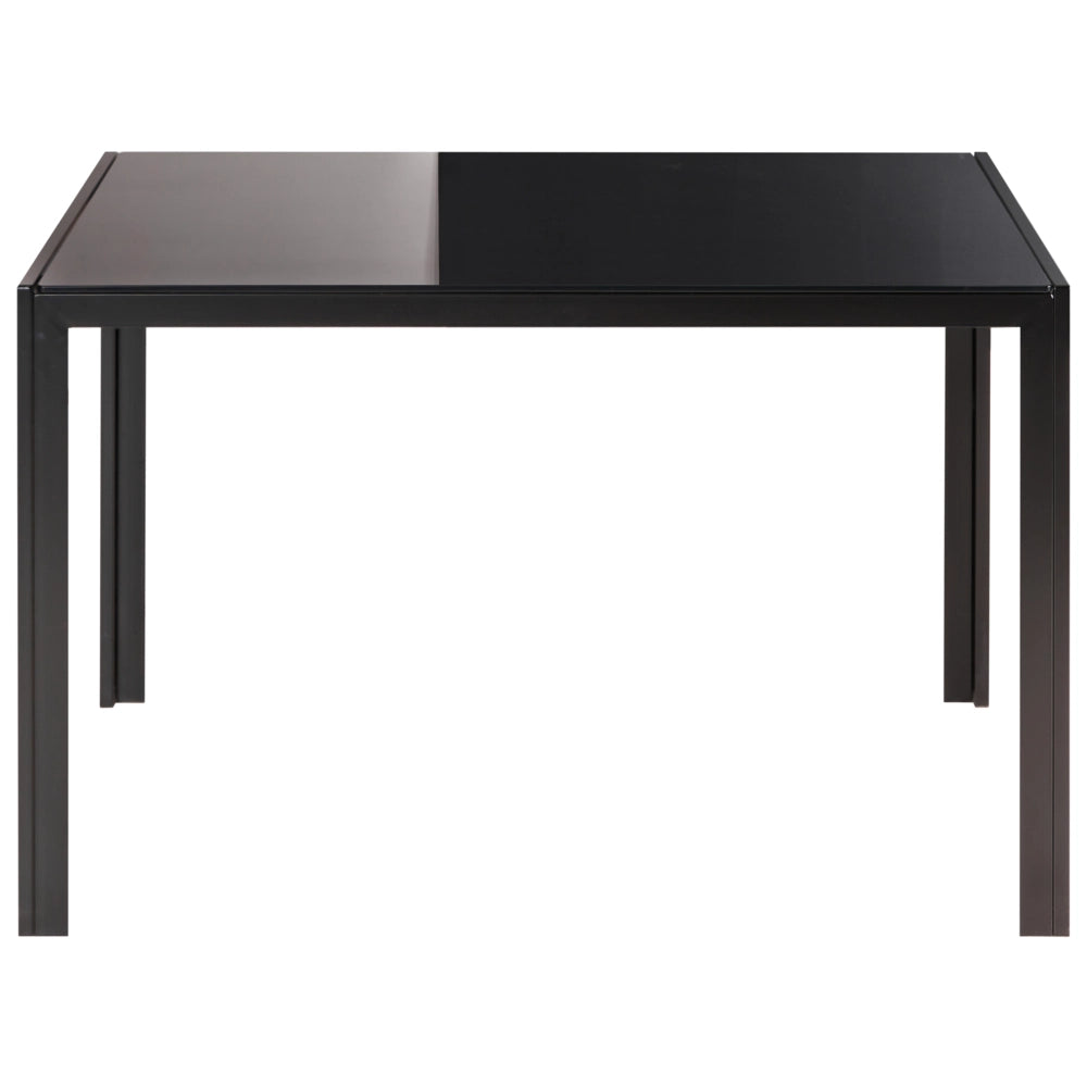 Tavolo da pranzo Piano in vetro temperato nero 120 x 80 cm Gambe in metallo Rettangolare Moderno