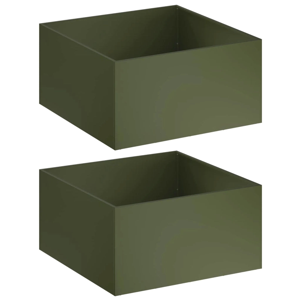 Vaso da giardino 2 pz Verde Oliva 80 x 80 x 40 cm 8005113