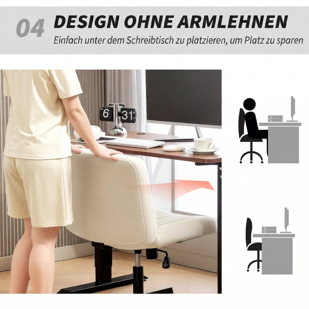 Sedia da Ufficio Regolabile con Rivestimento Tessile e Schienale ¨C Zephmum ¨C Cremewei?