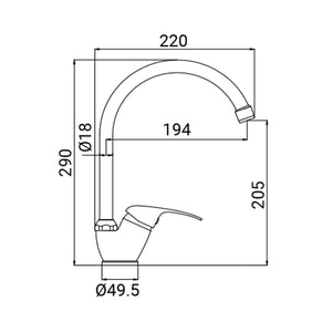 Miscelatore Lavello Bocca Alta Serie Clara Cromato