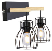 Applique Candellux Bernita nero/legno 2xE27 metallo IP20