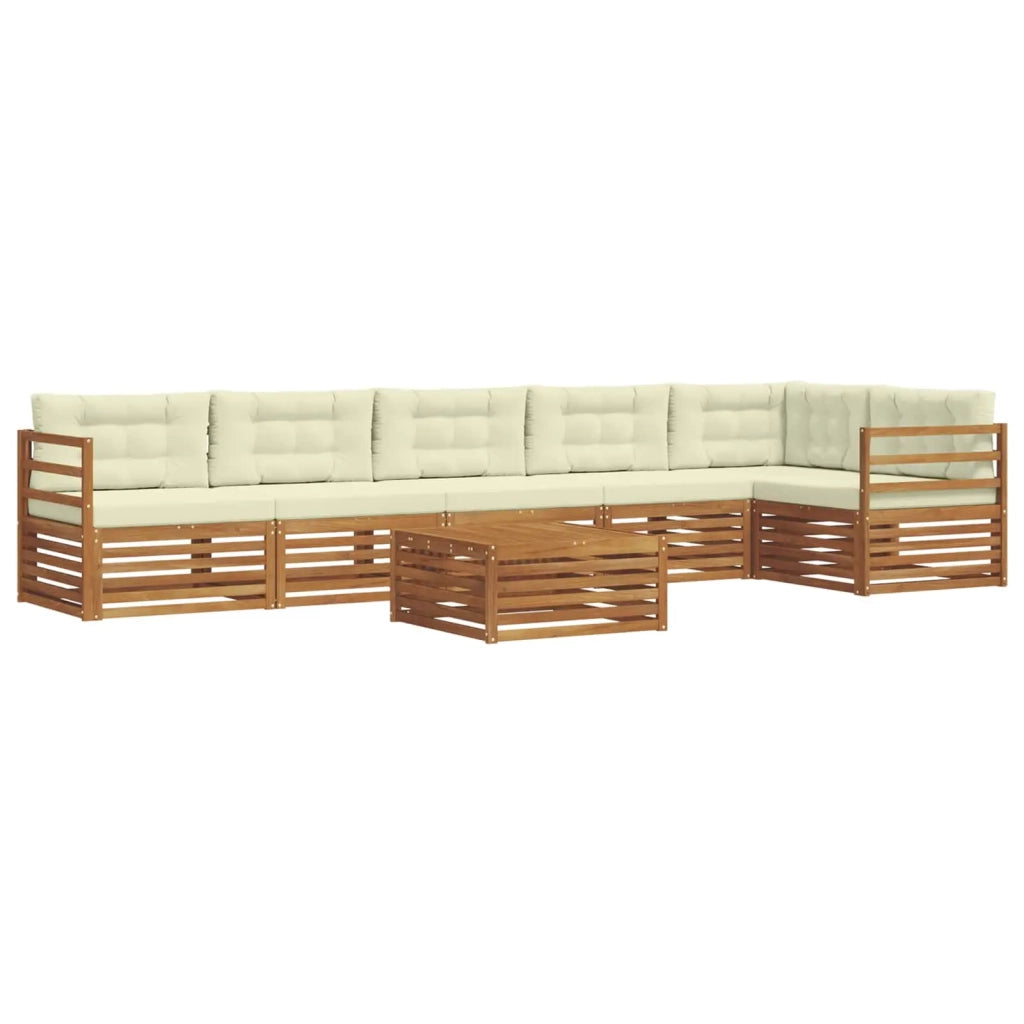 Set di divani da esterno con cuscino 7 pcs Naturale e Crema