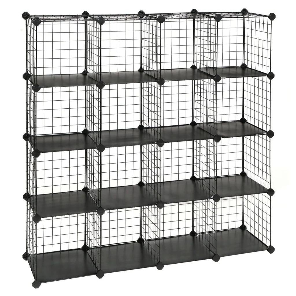 Mobiletto portaoggetti con 4 ripiani e 4 file di ripiani in rete grande capacità martello di gomma incluso dimensioni 123 x 31 x 123 cm nero 12_0003992