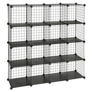 Mobiletto portaoggetti con 4 ripiani e 4 file di ripiani in rete grande capacità martello di gomma incluso dimensioni 123 x 31 x 123 cm nero 12_0003992