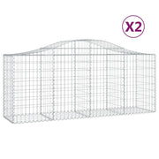 Set di 2 gabbioni ad arco per recinzione gabbia o muro di contenimento 200 x 50 x 80/100 cm ferro zincato argento 02_0041362