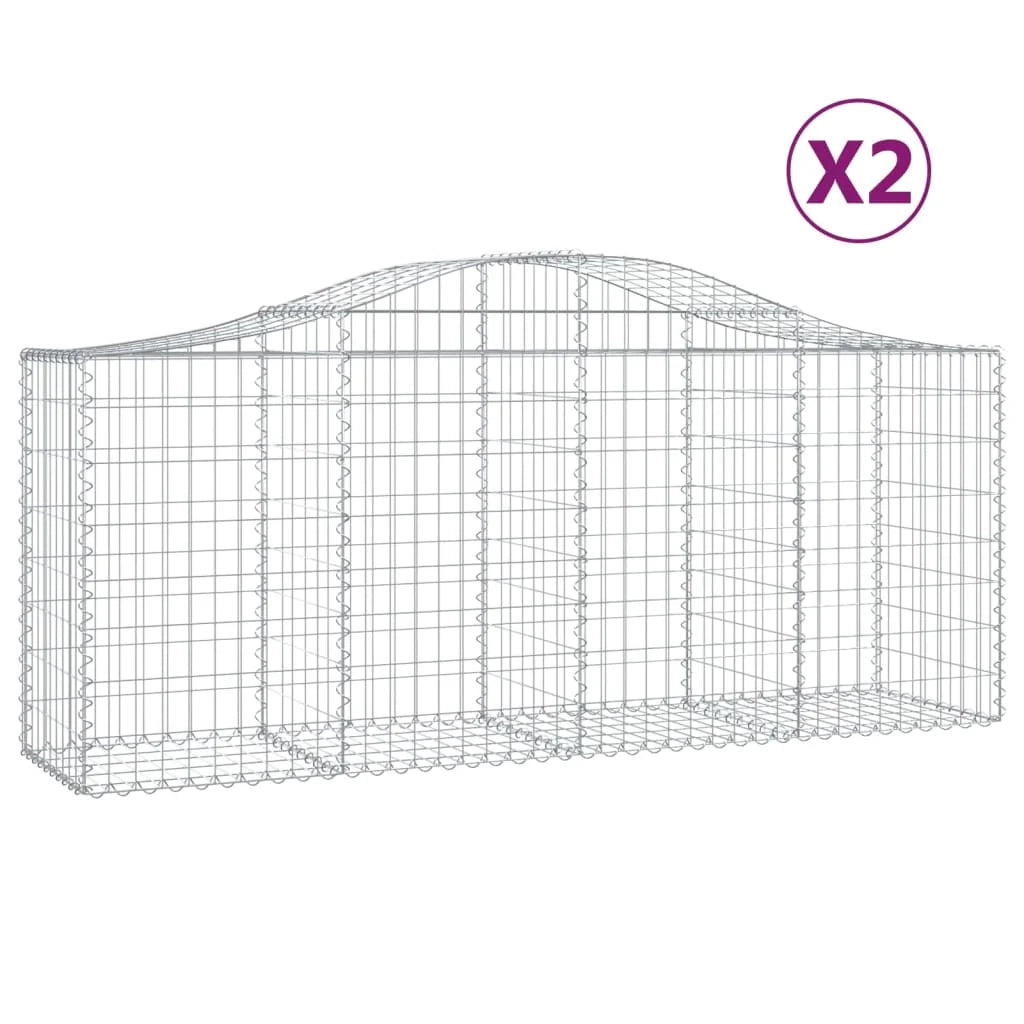 Set di 2 gabbioni ad arco per recinzione gabbia o muro di contenimento 200 x 50 x 80/100 cm ferro zincato argento 02_0041362