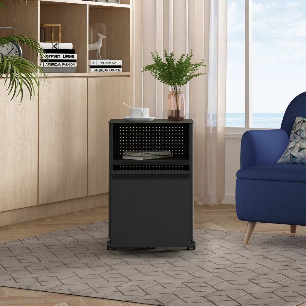 Mobile Contenitore Velvevn con Rotelle Organizzatore da Ufficio in Acciaio 54x40x36 cm - Nero [en.casa]