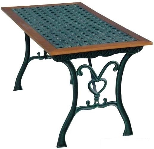 TAVOLO RATTAN ARC IN GHISA VERNICIATA E LEGNO 110X55X60H ARREDO ESTERNO