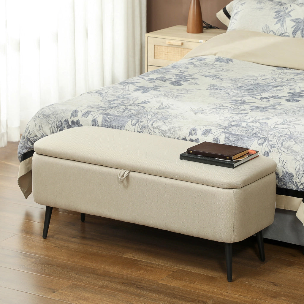 Cassettiera con coperchio ribaltabile ¨C Zephmum ¨C 101x38,5x44,5 cm Beige