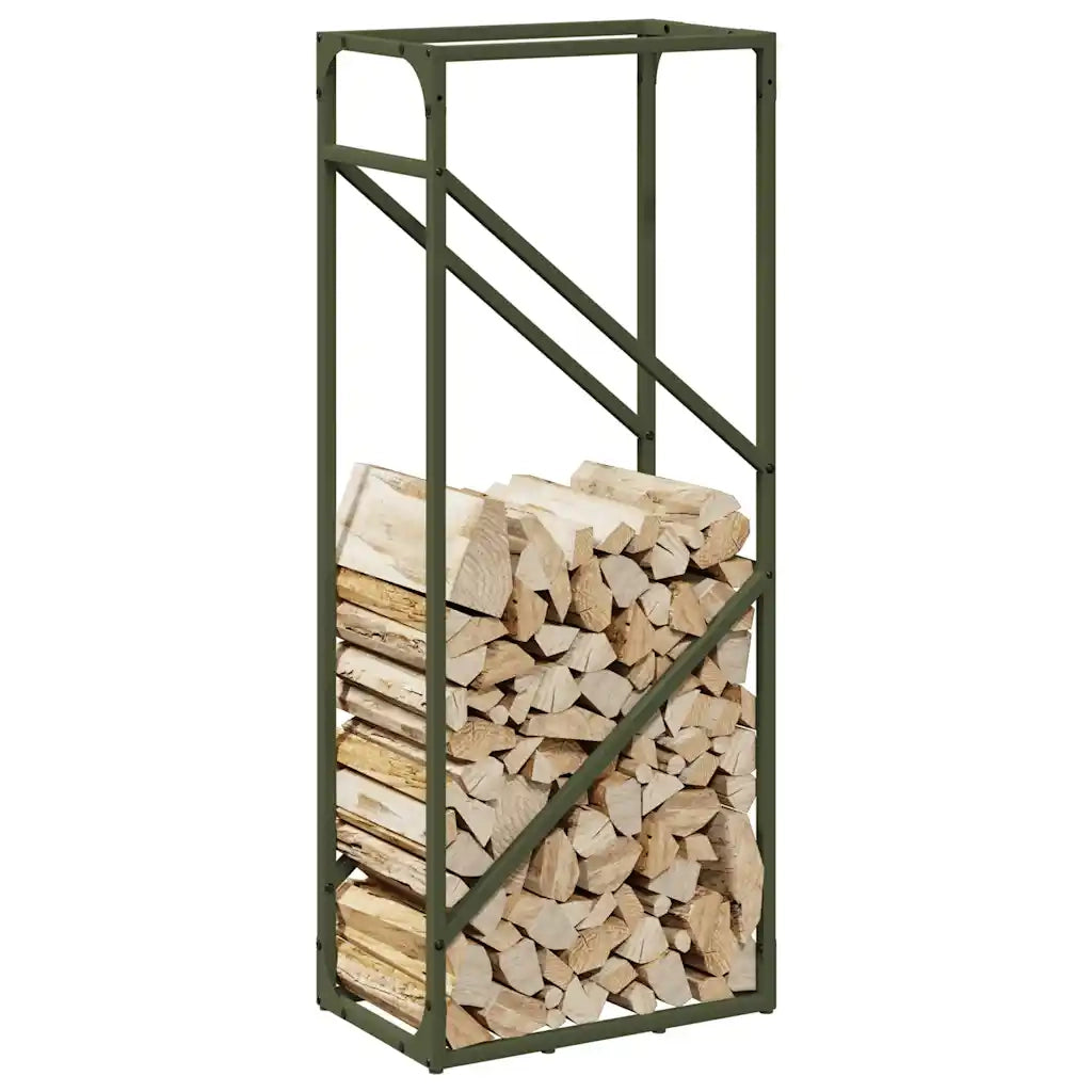 Rastrelliera per Legna da Ardere Verde Oliva 40x25x100 cm 864334