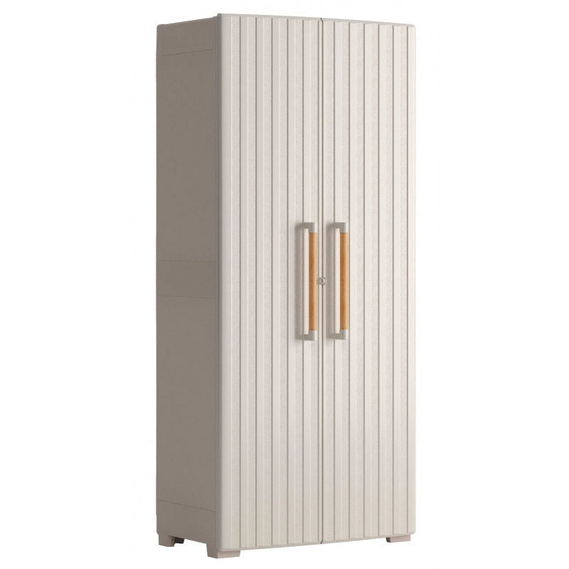 Armadio da Esterno 3 Ripiani 80x45x180H cm in Plastica Keter Groove Alto Sabbia/Beige