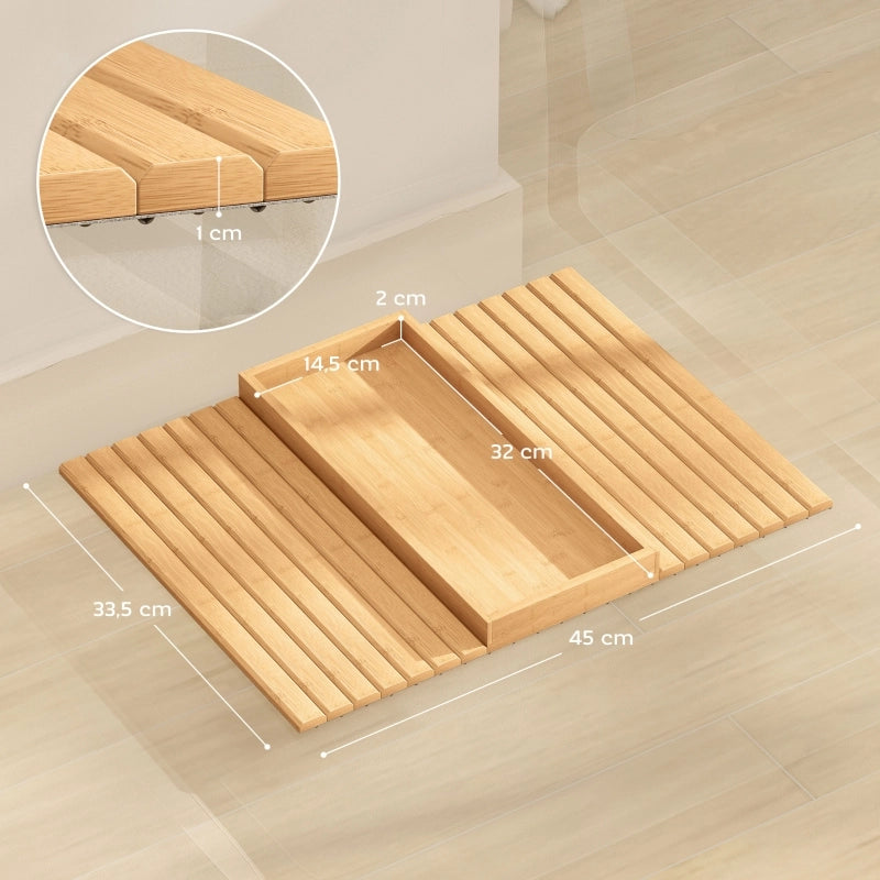 Vassoio per bracciolo divano con scomparto profondo antiscivolo pieghevole in bambù naturale legno naturale