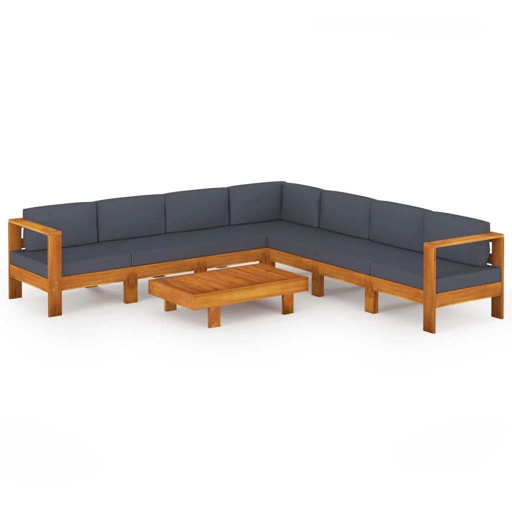 Set di mobili da giardino per esterni 8 pezzi con cuscini legno di acacia grigio scuro 02_0017593