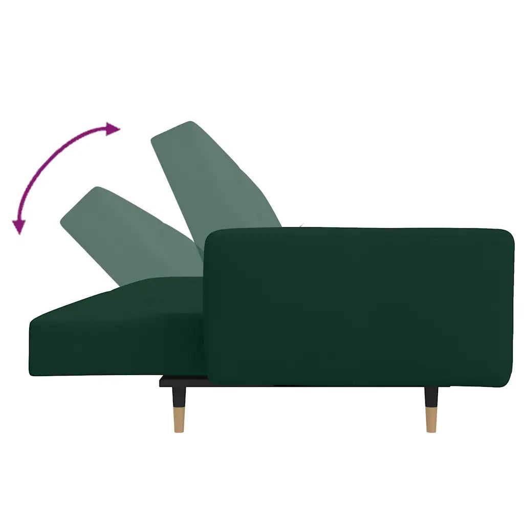 Divano Letto a 2 Posti con 2 Cuscini Verde Scuro in Velluto 375751