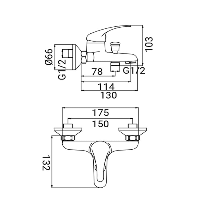 Miscelatore Vasca Serie Clara Senza Dotazione Cromato