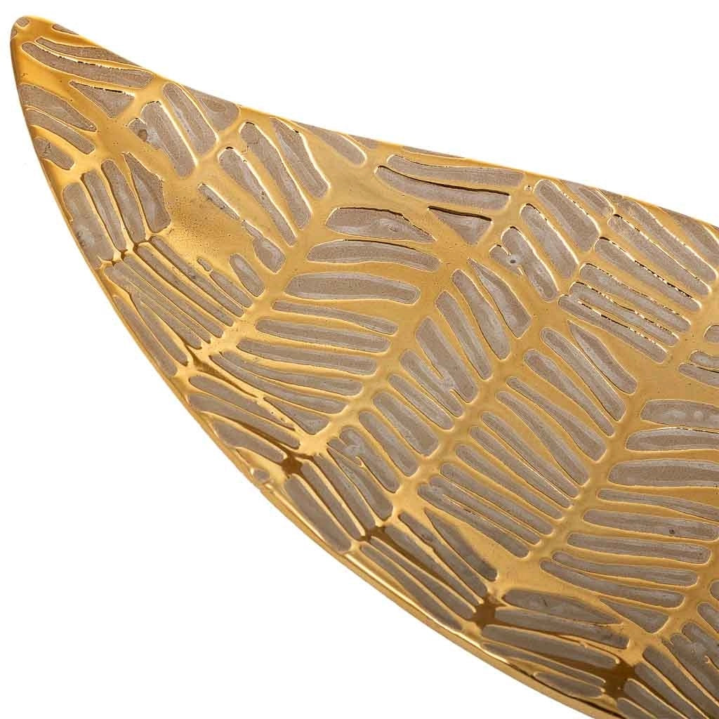 Centrotavola in ceramica dorata 42,5x16,5x2,5h