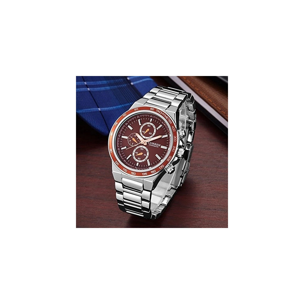 Trade Shop - Orologio Da Polso 8011 Analogico Sportivi Al Quarzo D'affari Acciaio Di Lusso -