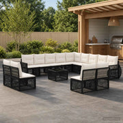 Set Divano da Giardino 14 pcs Nero e Bianco Crema polyrattan 3435583