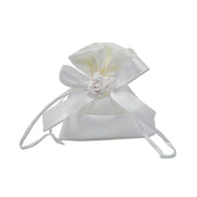 Trade Shop - 12 Sacchetti Stoffa Porta Confetti Rosa Bianca Matrimonio Battesimo Bomboniera - Bianco
