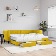 Divano Letto Estraibile con Cassetti Giallo 80x200cm in Velluto 3196761