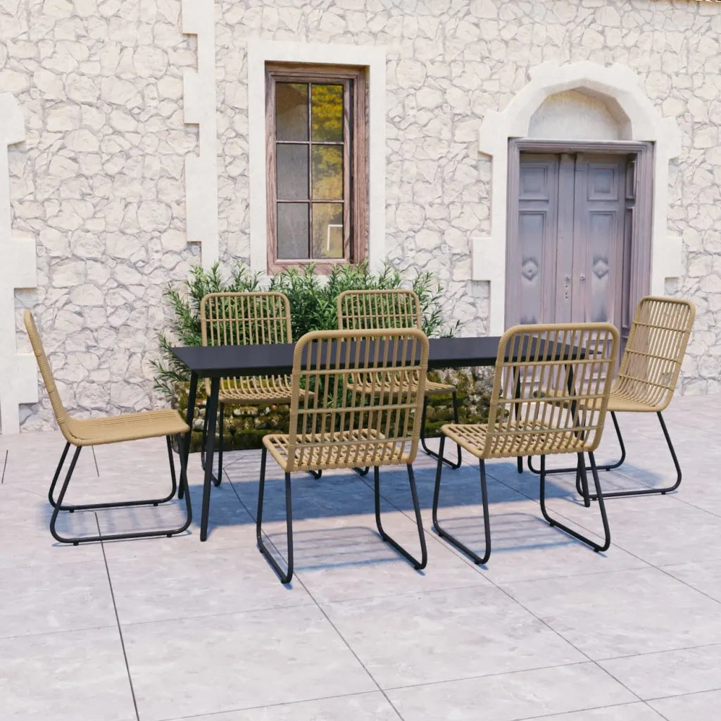 Set da Pranzo da Giardino 7 pz in Polyrattan e Vetro 3060234