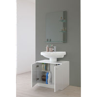 Mobile Sotto Lavabo Copricolonna da Bagno Bianco Lucido Feridras