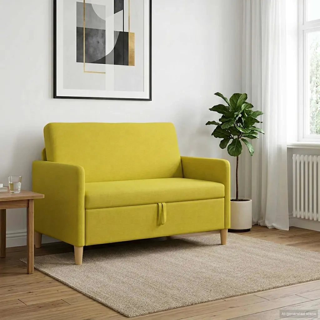 Divano con Storage Giallo Chiaro 122 x 78 x 87 cm Poliestere 42036901