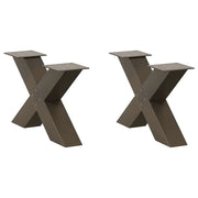 Gambe per Tavolino da CaffÃ¨ a Forma di X 2 pz Acciaio Naturale 60x(30-31) cm Acciaio